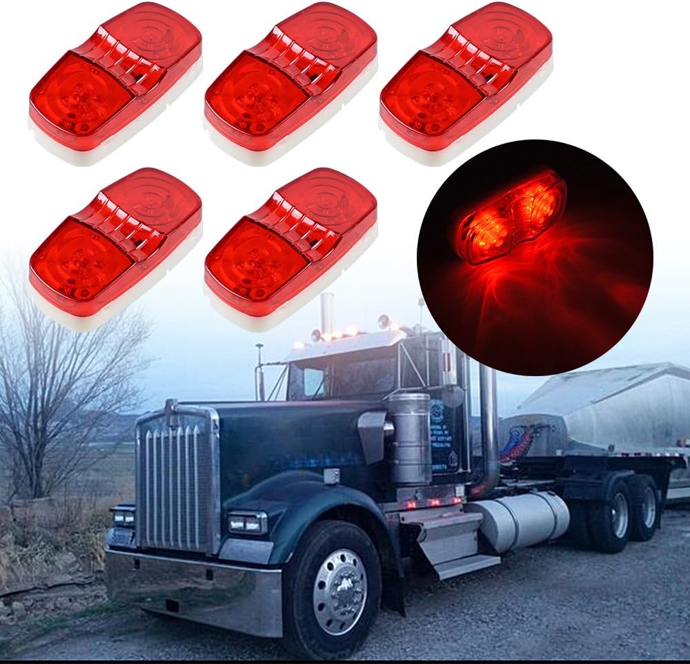 Astra Depot Double Bullseye 12-LED Sealed Side Marker Clearance Light For Trailer Truck Bus Lorry 12V-24V (Pack of 10, RED + Amber)
