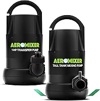 Aeromixer Tall Tank 3/4 HP Submersible Mixing Aerator Pump + 1 HP Transfer Pump Bundle for Nutrient Mixing & Gardening