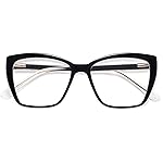 AMOMOMA Trendy TR90 Oversized Blue Light Reading Glasses Women,Stylish Square Cat Eye Glasses AM6031C1 with Black Frame 1.0 x