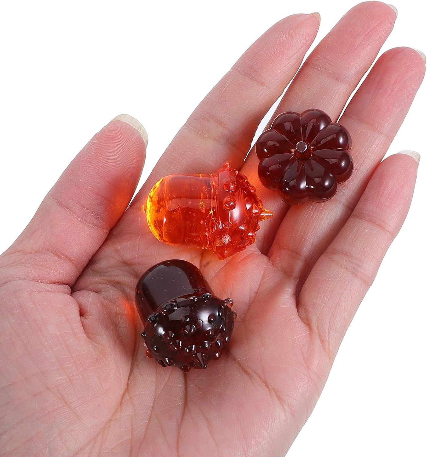 PRETYZOOM 100pcs Acrylic Fall Decorations Set: Mini Pumpkins Acorns Maple Leaves - Vase Fillers for Thanksgiving Table Centerpieces and Home Decor