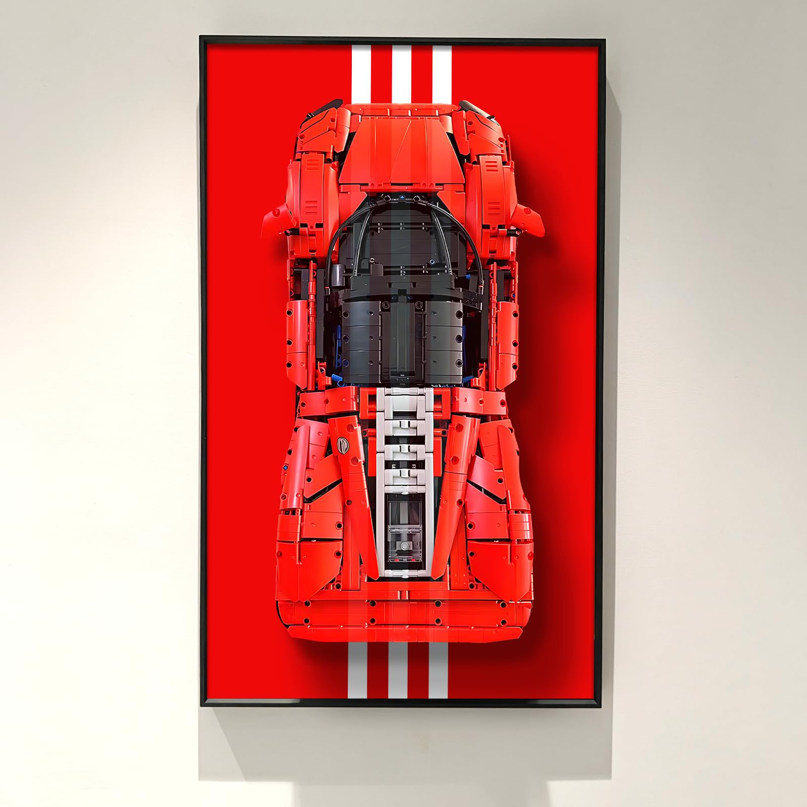 ICUANUTY Display Wall Plate for Lego Technic Ferrari Daytona SP3 42143 Racing Car Wall Trailer, Compatible with Lego Ferrari Car, Gift Ideas for Lego Car Wall Mount Enthusiasts, Size: 75 x 45 cm