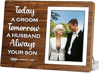 Wedding Photo Frame for Parents, Father of The Groom Gift, Wedding Gift for Parents from Groom, Tomorrow a Husband, Forever Your Son Picture Frame for Groom's Mother and Father Gift12P88