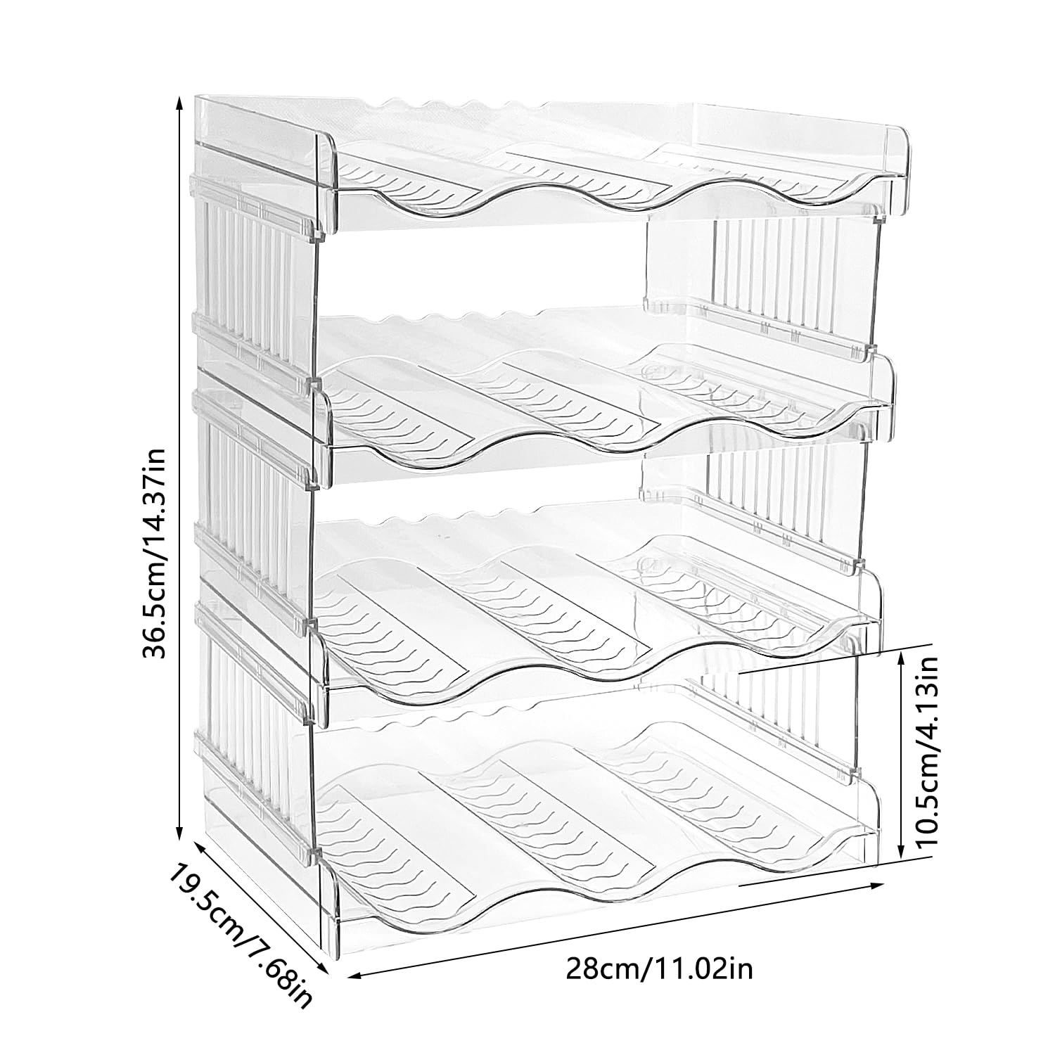 Flaschenaufbewahrung für 12 Flaschen, 4 Ebenen Stapelbar Kühlschrank Organizer, Bar Flaschenhalter Küche, Vorratskammer Organizer, Weinständer, Flaschen Regal für Küchenarbeitsplatte, Schrank