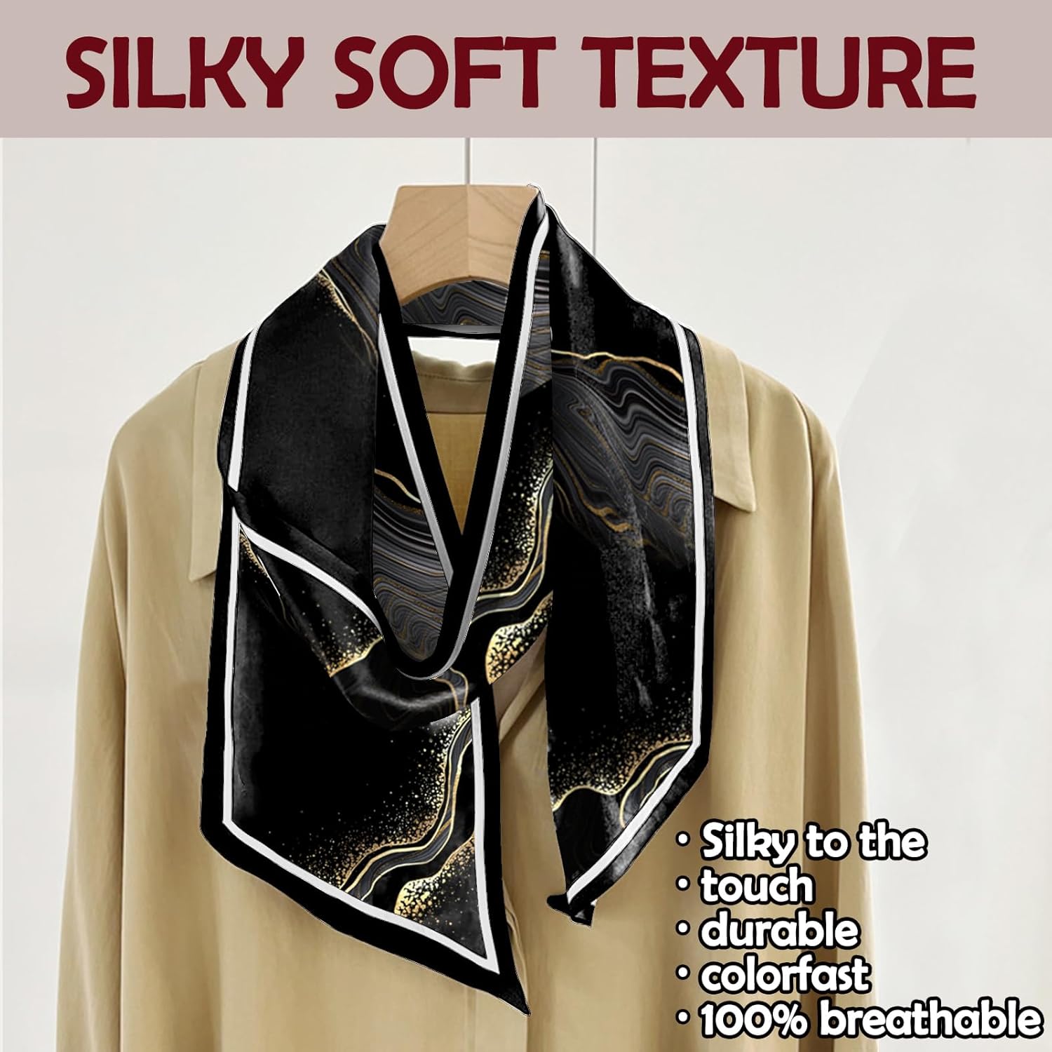 Hair Head Scarf Silk Feeling Long Satin Neck Satin Scarves for Handbag Cute Aesthetic Decoration Women Girls 59 * 6.7” - Image 3