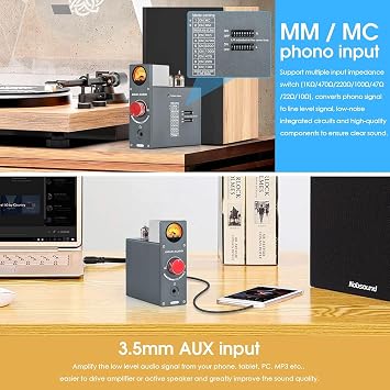 Douk Audio T4 PLUS HiFi JAN5654 Valve Tube Preamp MM/MC Phono Pre-Amplifier for Turntable Mini Stereo Preamp Headphone Amp w/VU Meter (Phono-Preamp)