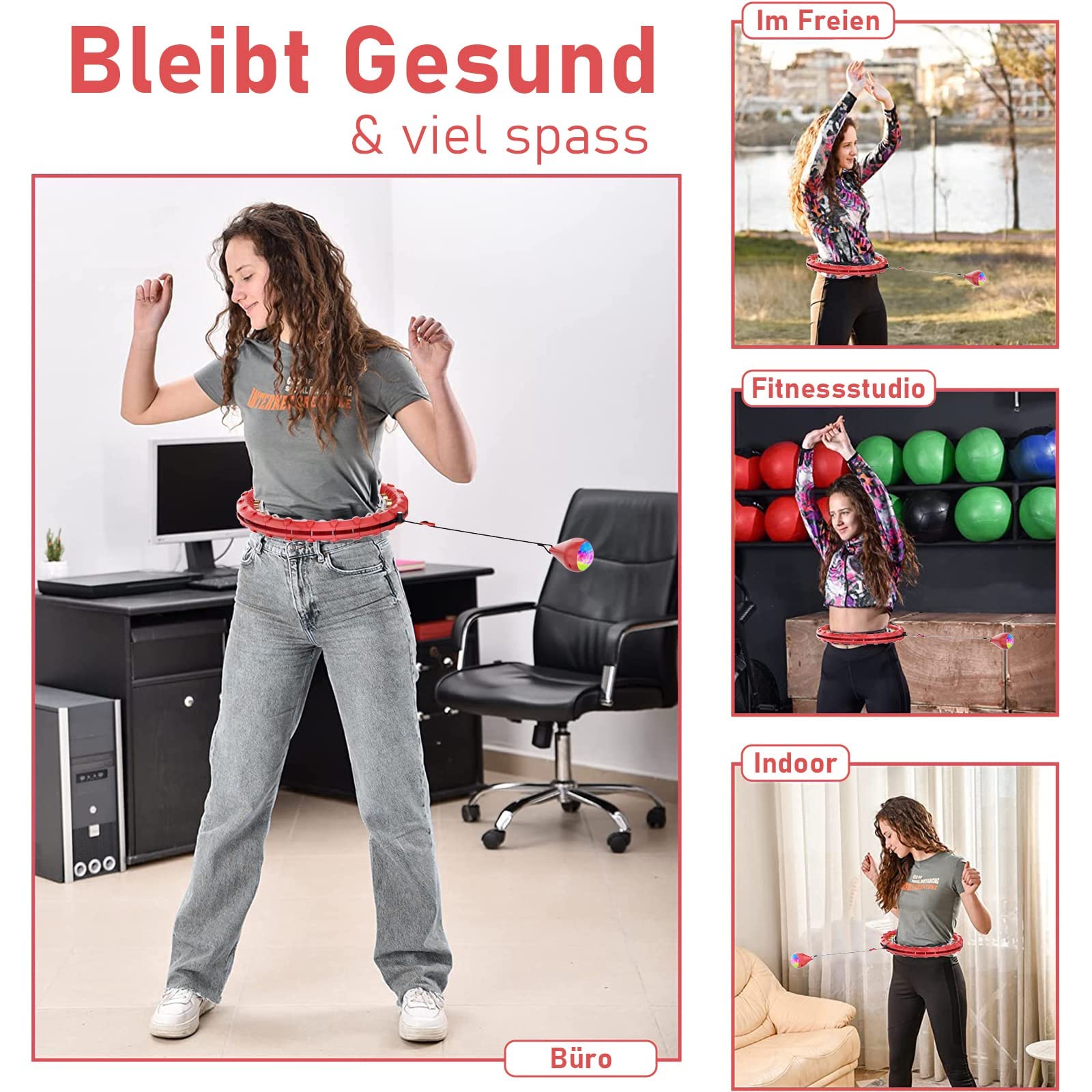 Smart Hula Hoop, Smart Hula Hoop Reifen Erwachsen & Anfänger, Smart Fitness Reifen mit Zähler, 24 Einstellbare Hoola Hoop Reifen für Gewichtsverlust und Fitness