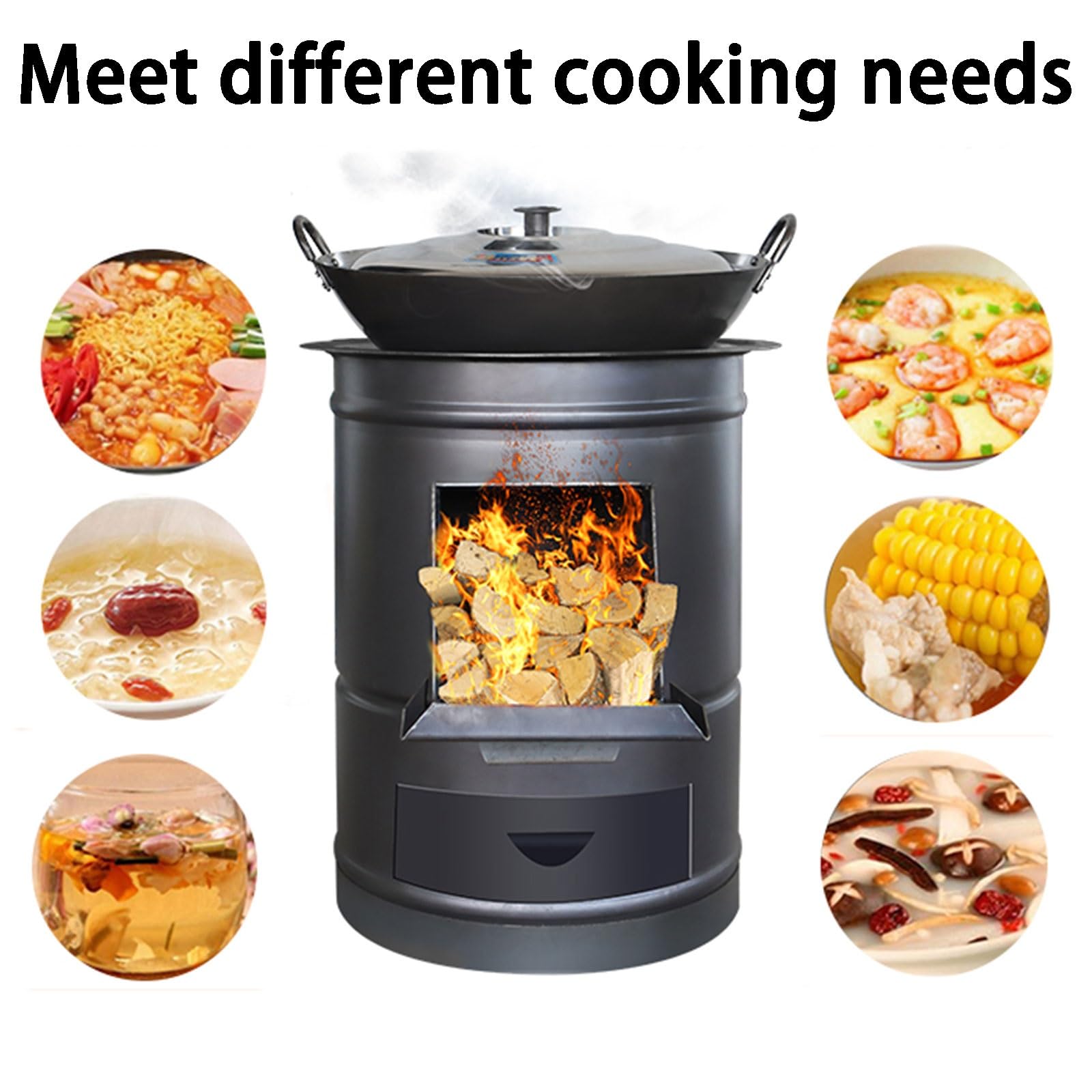 Stufa a Legna da Campeggio Grande Piastra in Acciaio Ricotto Fornello da Cucina Riscaldare e Cucinare in Inverno per Interno, Campeggio, Pesca sul Ghiaccio, Barbecue (Size : 52 * 50cm)