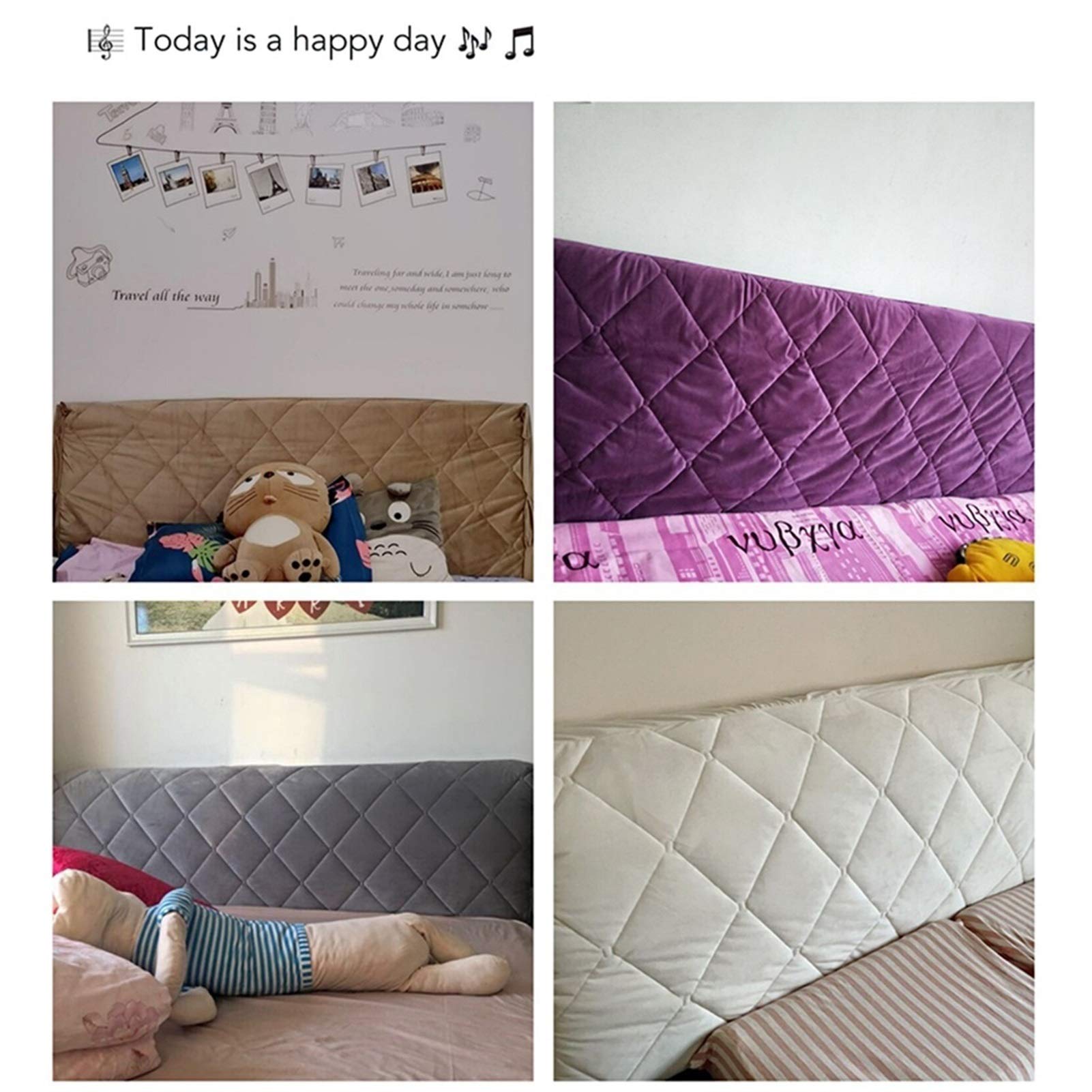 Copritestiera Letto Copertura/Copri Testata Letto Matrimoniale/Singolo Imbottito Fodera Elastica Protezione, Coprire Antipolvere in Cotone Cover Addensare AntiGraffio Cuscino