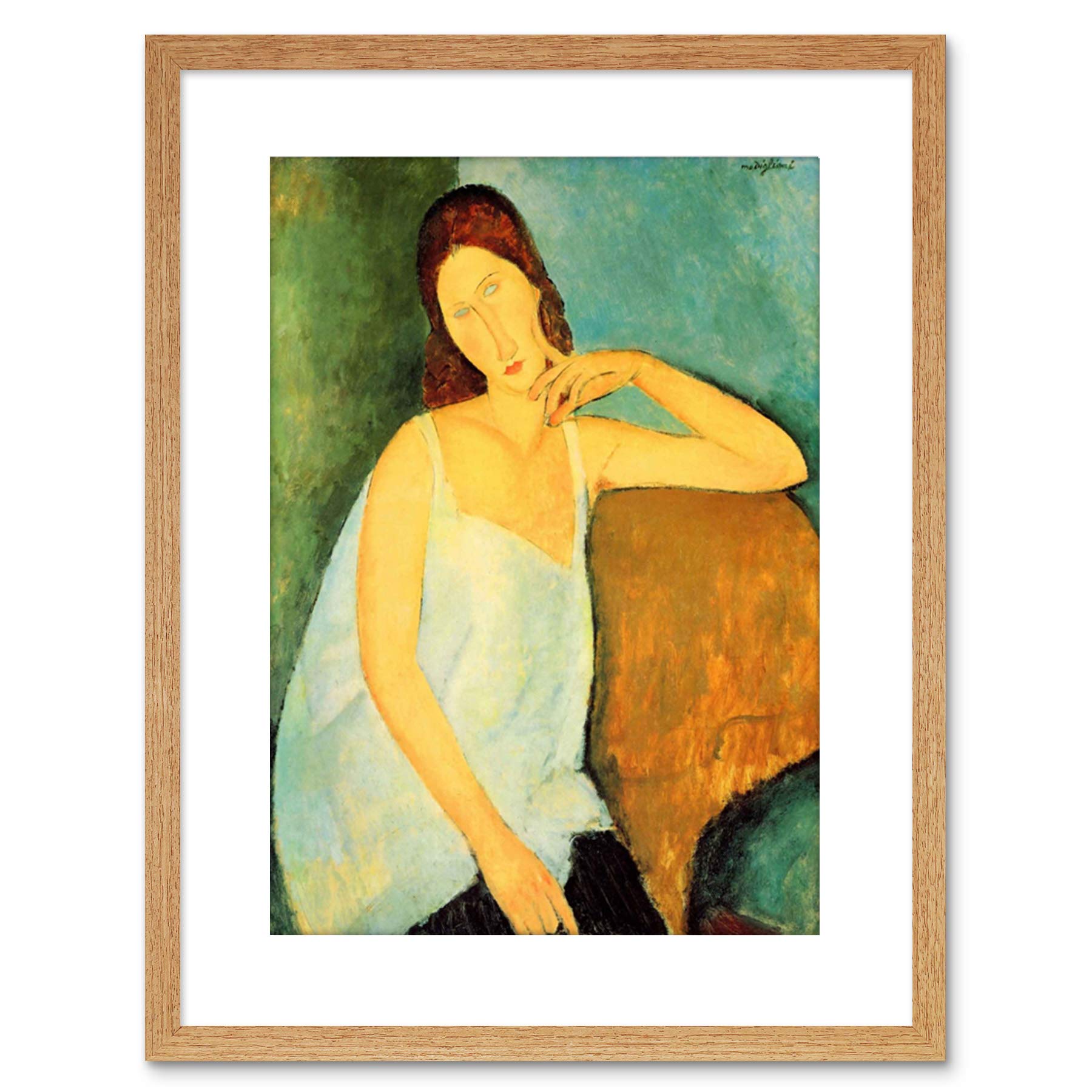 Wee Blue Coo Painting Modigliani Portrait Jeanne Hebuterne Four Framed Wall Art Print