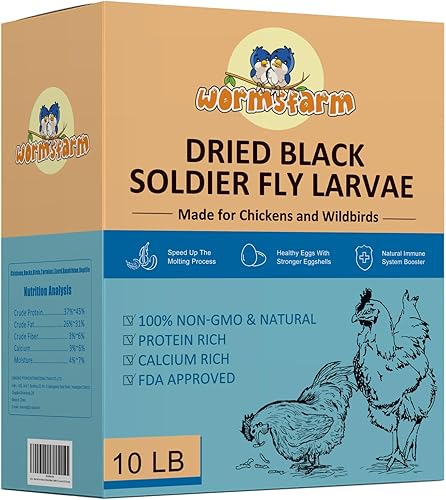Vista 7 de Larvas secas de mosca soldado negro de 5 libras para pollo, más calcio que gusanos de harina, para gallina ponedora, aves silvestres (5 libras)