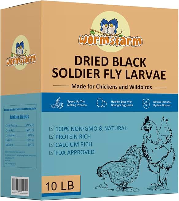 10lb Dried Black Soldier Fly Larvae for Chickens,More Ca Than Mealworms | Treats for wild birds,laying hens,blue birds