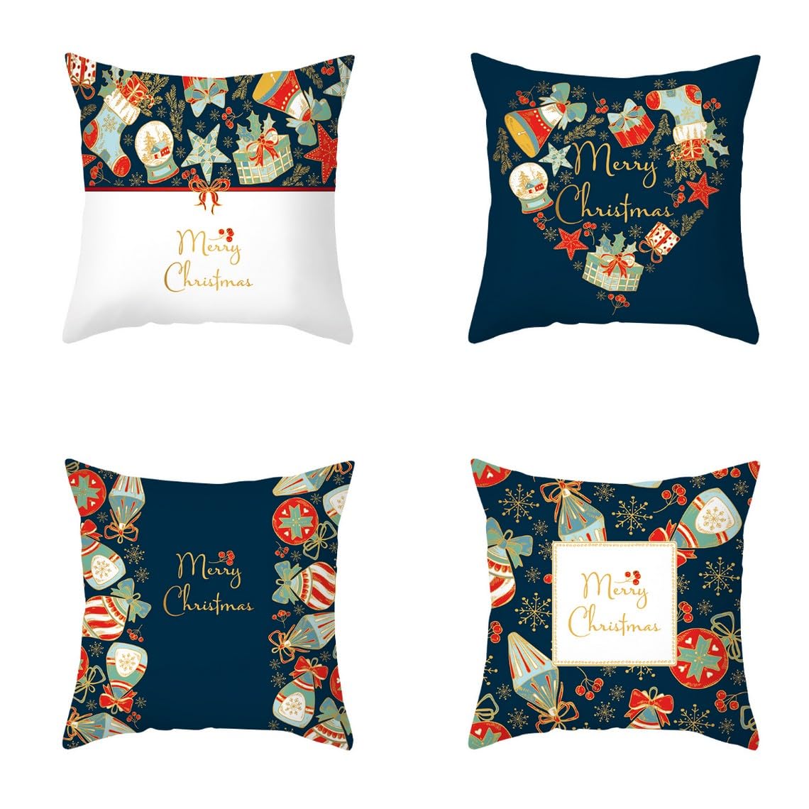 Chenlane Silk Throw Pillow Covers Neutral Cushion Indoor Christmas, Vintage Stretch Premium Thickened Fabric 50x50 cm, 4Pcs