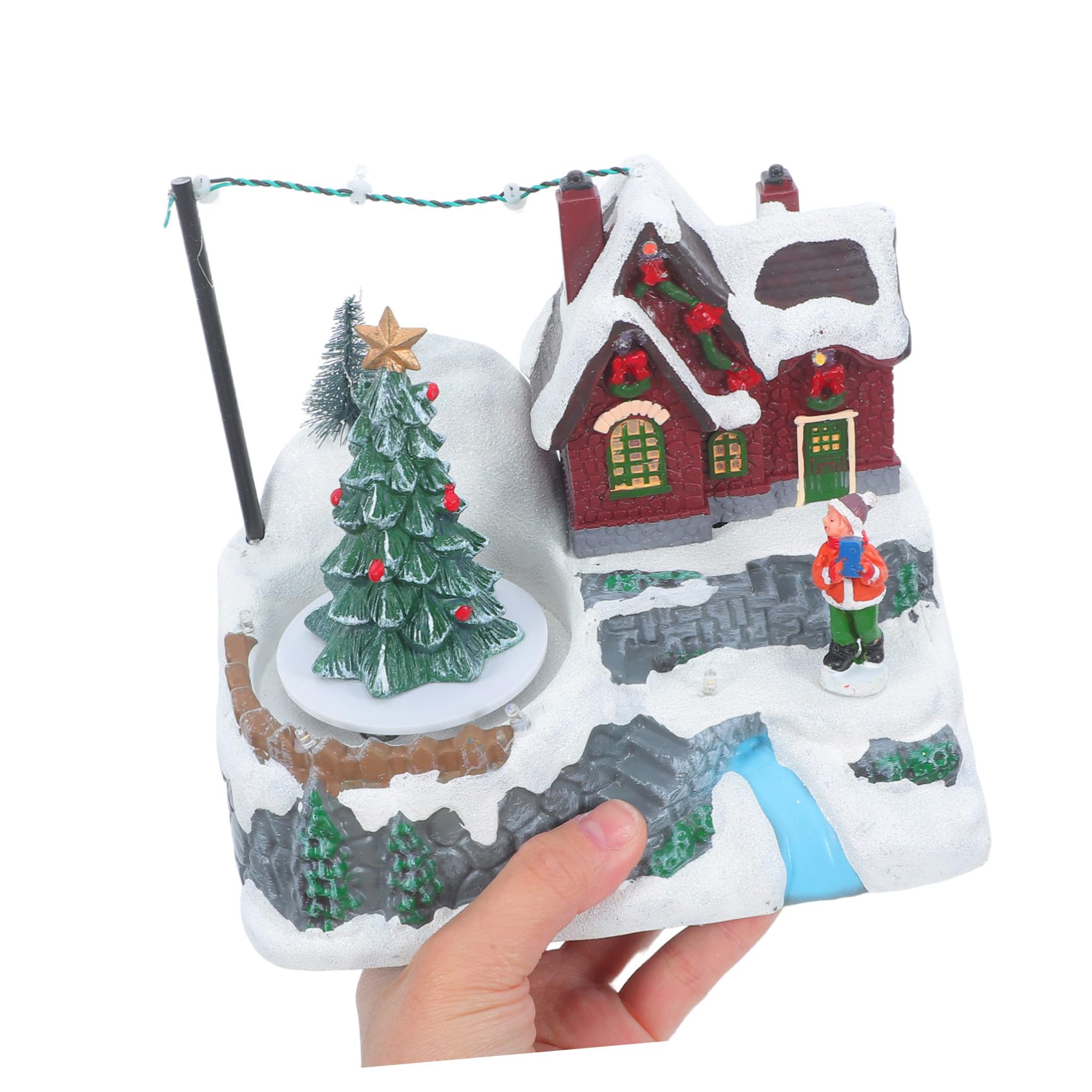 Toyvian Carillon Natalizio Casetta Luminosa di Natale senza Batterie Decorazione Invernale per Casa con Musica e Luci per Addobbi Natalizi