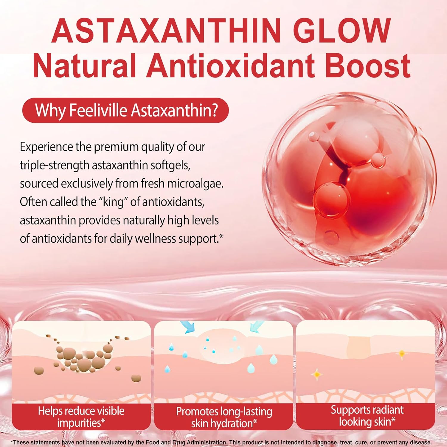 VOFANK Astaxanthin 12mg, Premium Astaxanthin Supplements with Antioxidant Activity, Supports Eye, Joint, Immune, Skin Health, Internal Circulation, Non-GMO & No Gluten 120 Softgels - Image 7