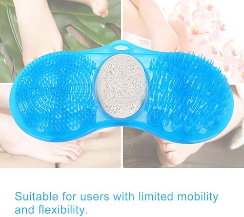Miniatura 7 de Yosoo Health Gear Alfombrilla de masaje de pies de ducha, limpiador de masaje de pies de silicona azul con piedra pómez y cepillos de masaje dobles