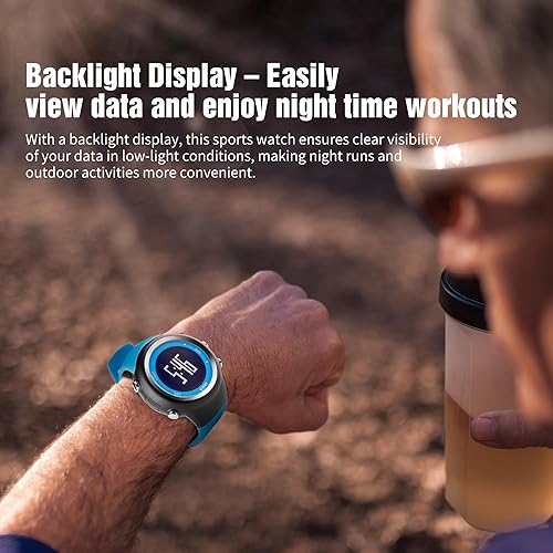 Vista 5 de EZON Reloj GPS para correr con alarma de ritmo de distancia, contador de calorías y cronómetro para hombres (azul)