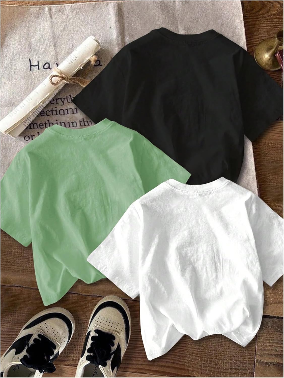 Girl's 3 Packs T Shirts Set Letter Graphic Tees Short Sleeve Crew Neck Summer Tee Shirt - Image 2