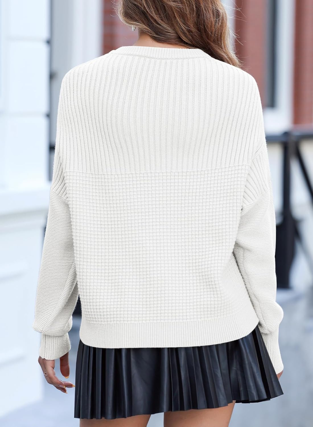 EVALESS Sweaters for Women Cute Lantern Sleeve Pullover Sweater Cable Knit Tops Fall Fashion Clothes Teacher Outfits - Image 4