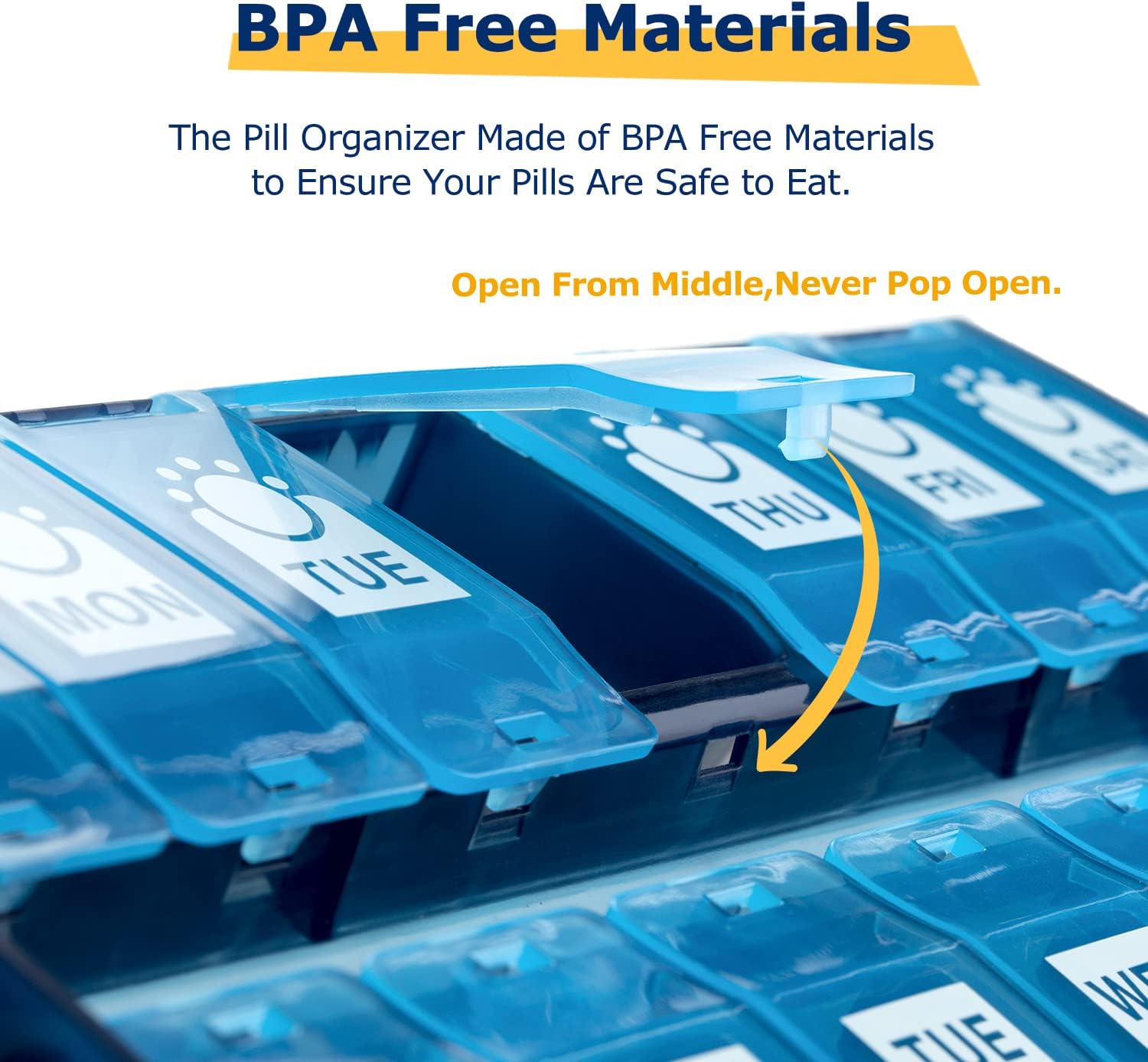 XL Large Weekly Pill Organizer 2 Times A Day, Hinged Lids Daily Vitamin Pill Box Holder Am Pm,Big Pill Container 7 Day, Medication Aid Organizer Twice A Day，Small Medicine Organizer for Supplyment : Health & Household