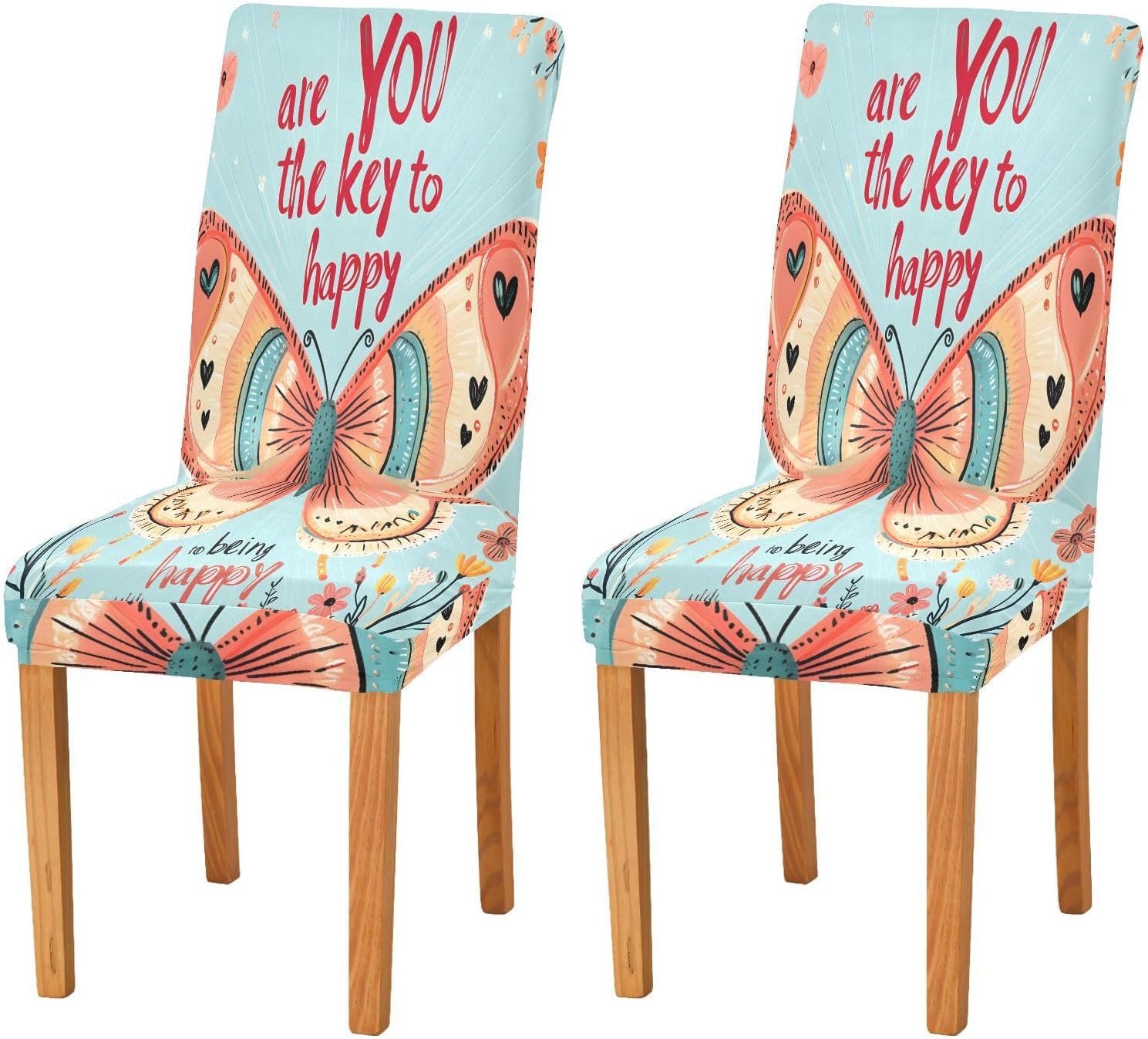 ALAZA Chair Covers for Dining Room, Vintage Butterfly Stretch Chair Cover Sets Chair Protector Removable Washable for Ktichen Restaurant Hotel