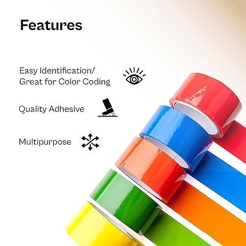 Miniatura 5 de PSBM Cinta de embalaje naranja, 2 pulgadas x 110 yardas, paquete de 36, cinta de embalaje de color resistente para rellenar dispensadores, mudanza,