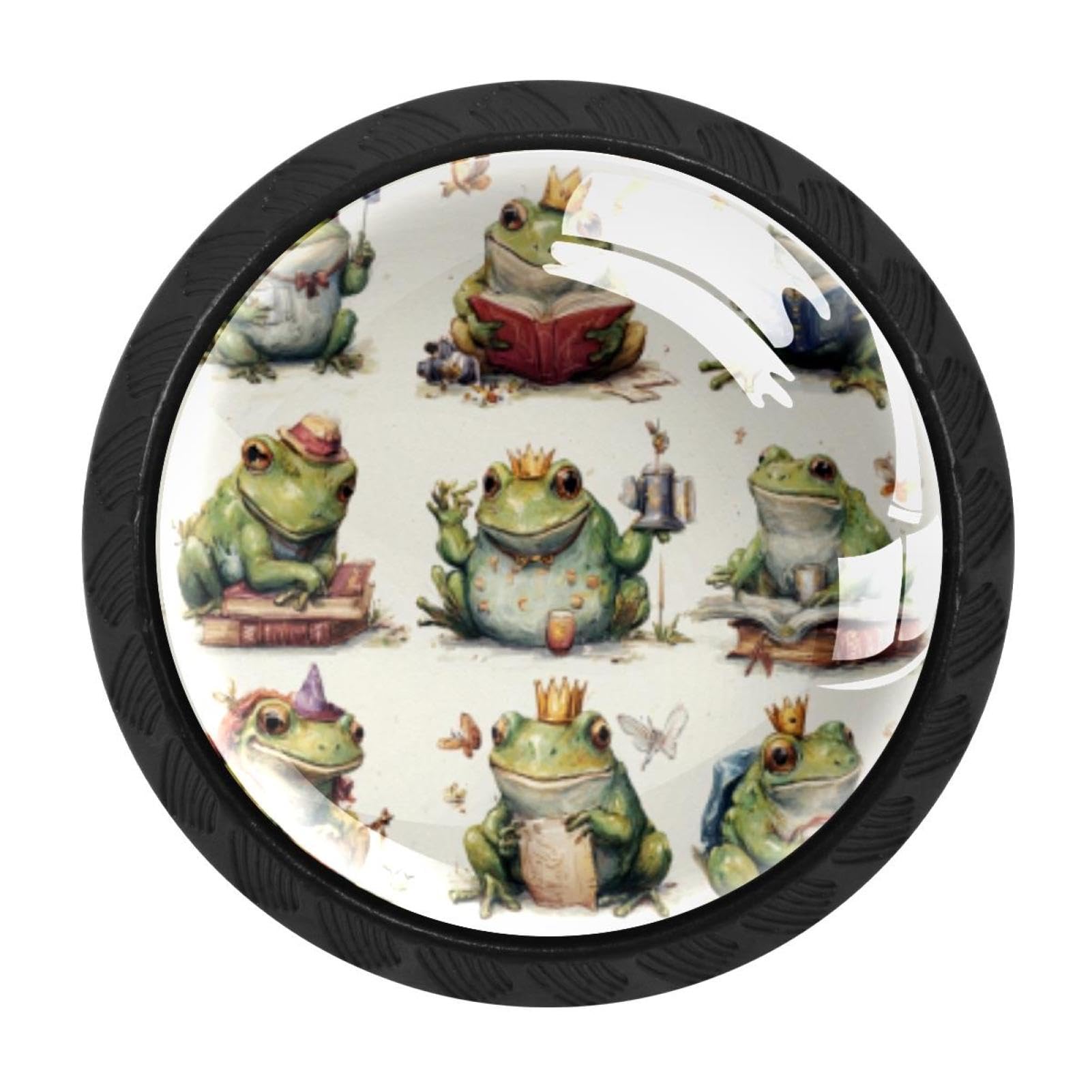 CHENZZZZ 4 Pieces Kitchen Cabinet Knobs Happy Frogs Drawer Knobs Dresser Knobs Drawer Pulls Door Knobs Dresser Drawer Handles Knobs for Dresser Drawers