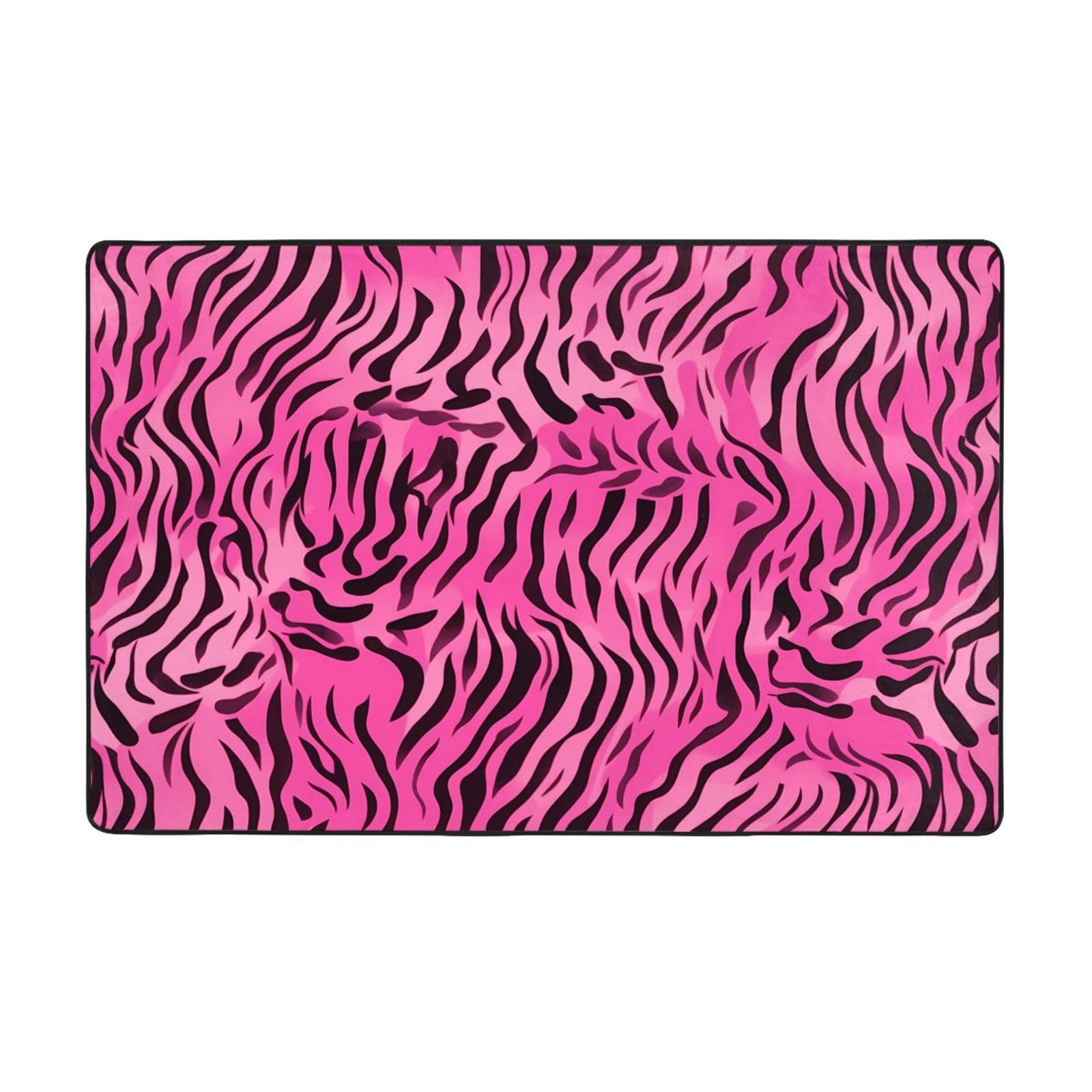 Tapis lavable zèbre et rose doux pour chambre enfant et salon cosy