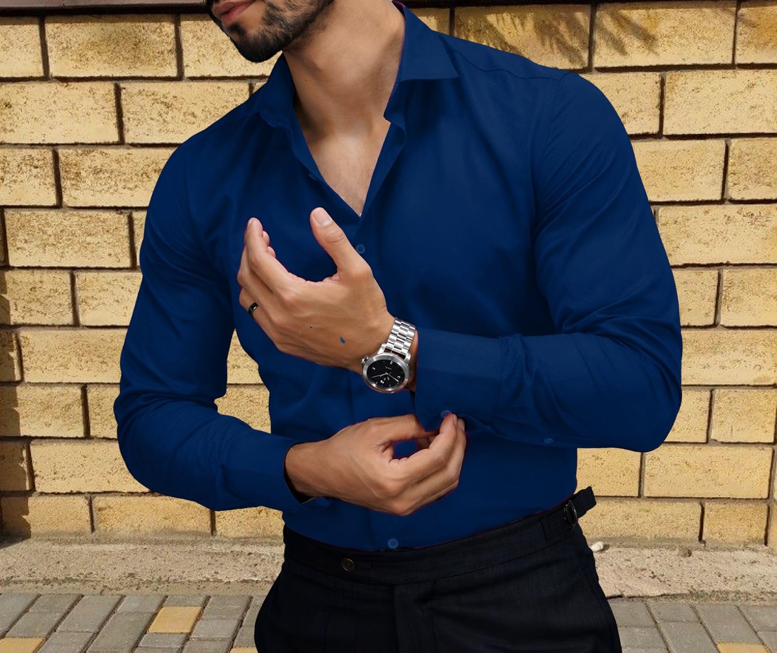 Men’s Casual Cotton Blend Shirt | Regular Fit | Full Sleeve | Solid Design-picture-28