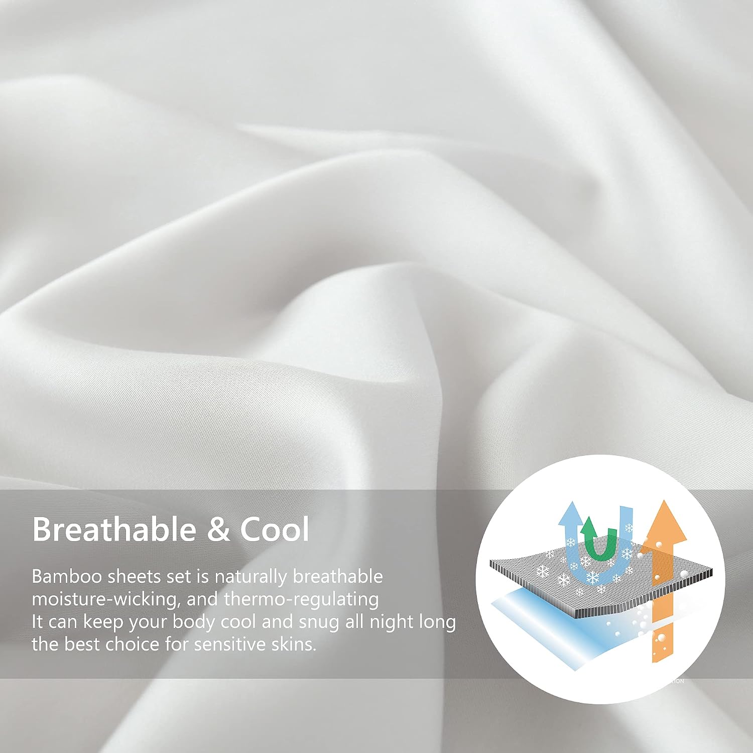 Buy 1 get 1 🔥 PANDATEX Super Soft 100% Bamboo Sheets King Size Light Grey 4 Pieces Cool & Breathable Bamboo Sheet Set Fits up to 18 inches Mattress, Natural Organic Eco Friendly Resists Wrinkle Bed Sheets