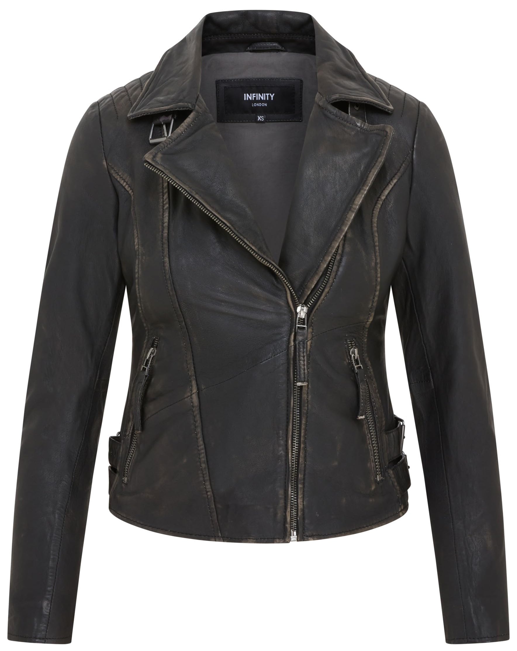 Infinity Leather Women's Black Quilted Leather Brando Classic Biker Jacket