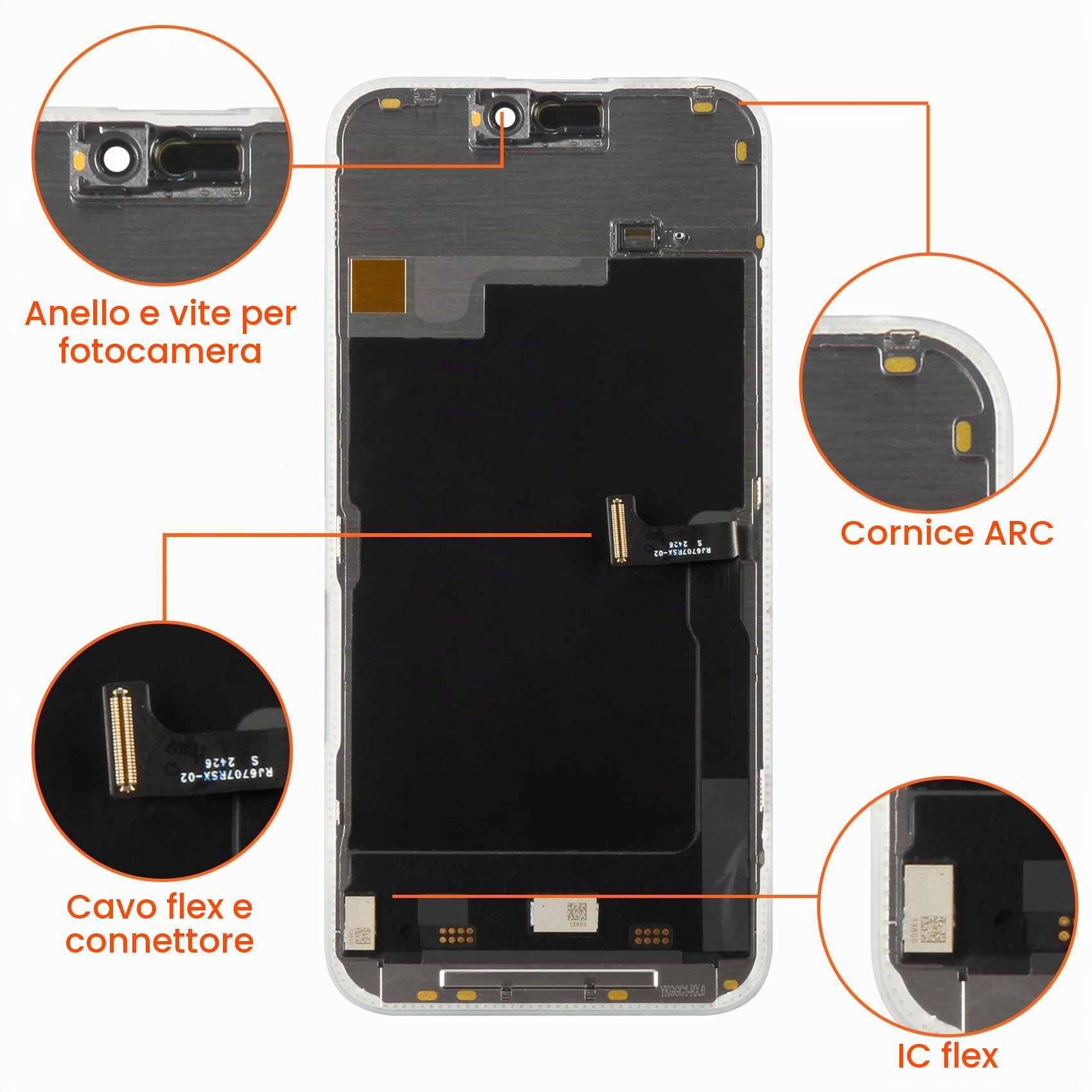 OLED per iPhone 15 Pro Max Sostituzione dello schermo, 6,7 pollici per iPhone 15 Pro Max Display LCD Digitizer Touch Screen Assembly Kit di riparazione A2849 A3105 A3106 A3108 con strumenti