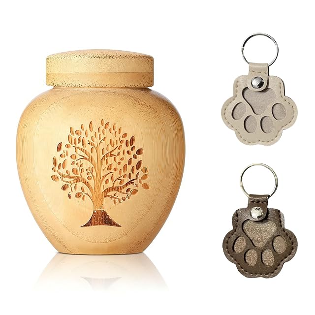 LIULINY 3 Pza Urna Pequeña para Cenizas de Bambú, Mini Urnas para Cenizas