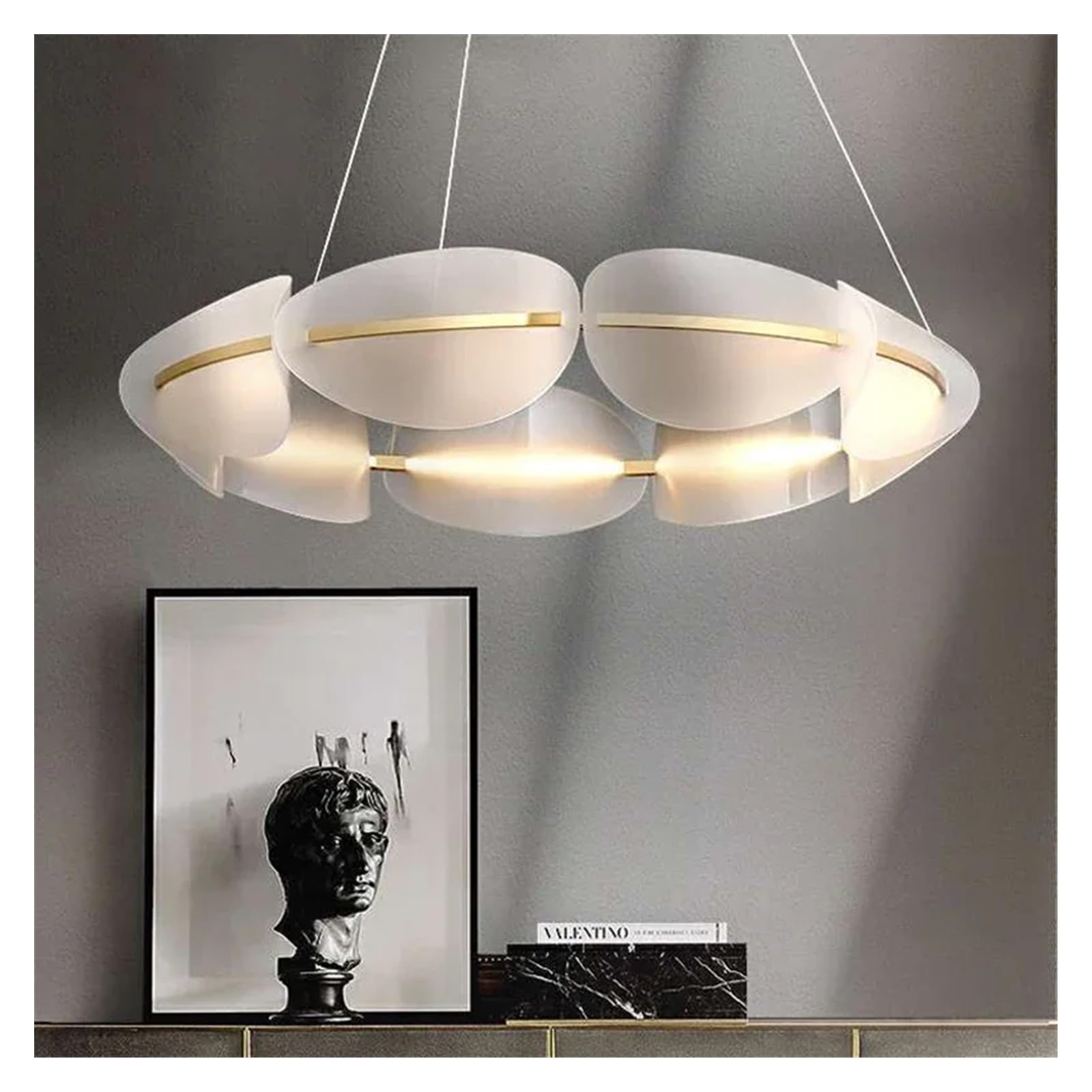Lustre Moderne en Acrylique à LED en Forme de Feuille, idéal pour Le Salon, la Salle à Manger, la Chambre ou la Cuisine (3 Effets Lumineux, 12 LED).