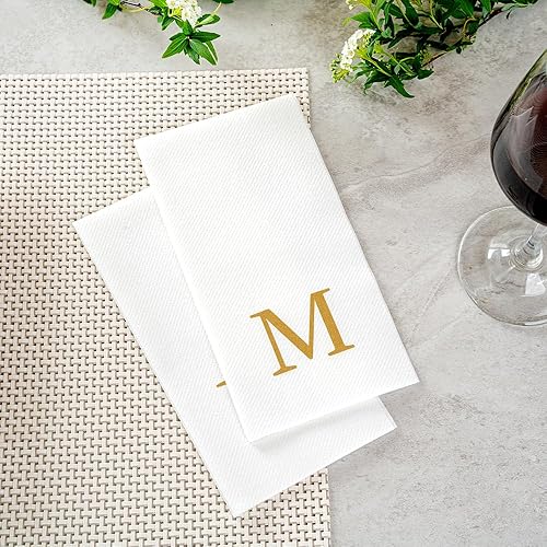 Miniatura 235 de Luxenap - Toallas de invitados de 15.8 x 7.9 pulgadas, 50 toallas de mano con letras plateadas, letra "P", fuente Sans Serif, servilletas de papel
