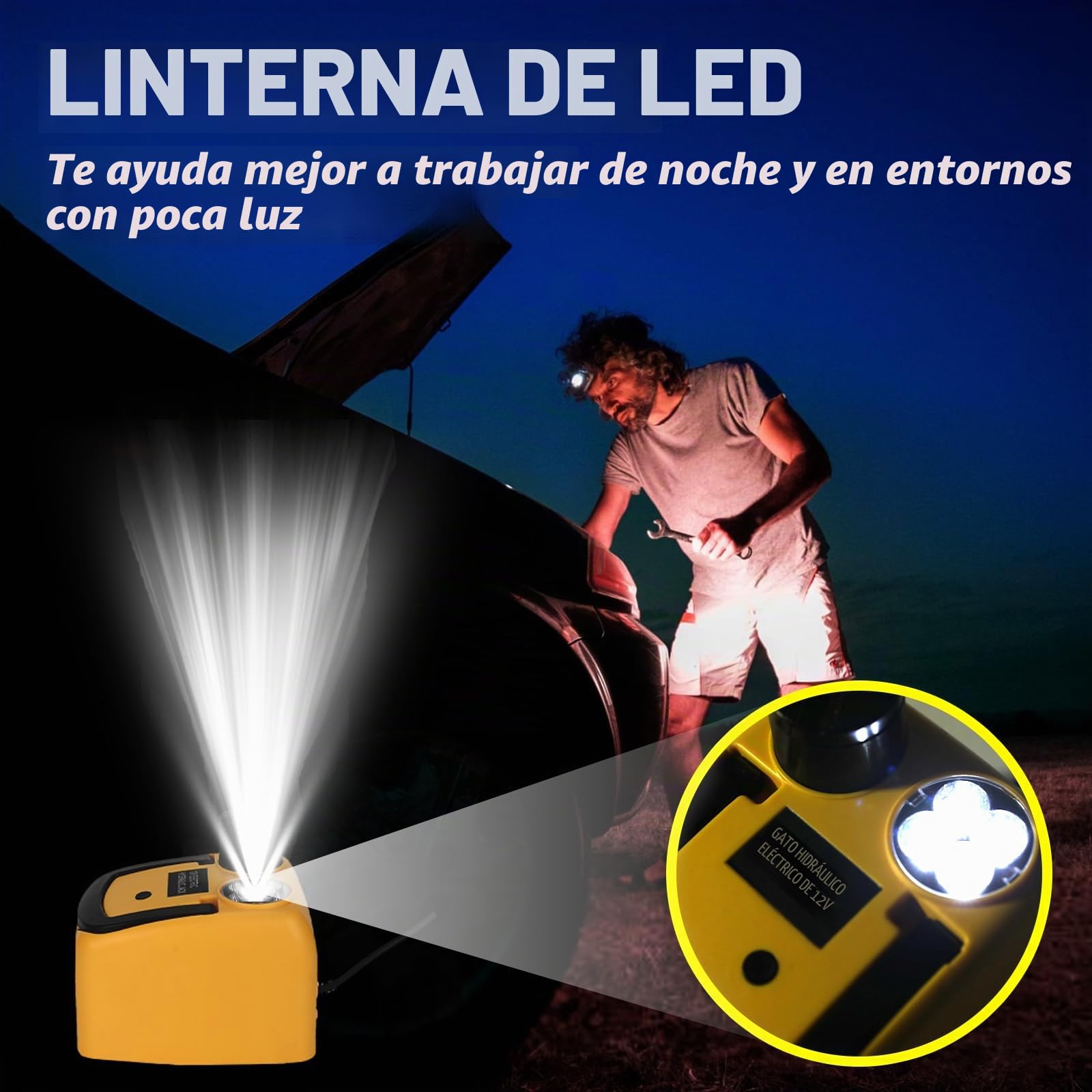 ROGTZ Kit de gato hidráulico eléctrico para coche, 5 toneladas, 12 V, elevador de vehículo ultra portátil con rango de 15,5-45 cm para reparación de SUV, sedán/camión, gato de piso para cambio de