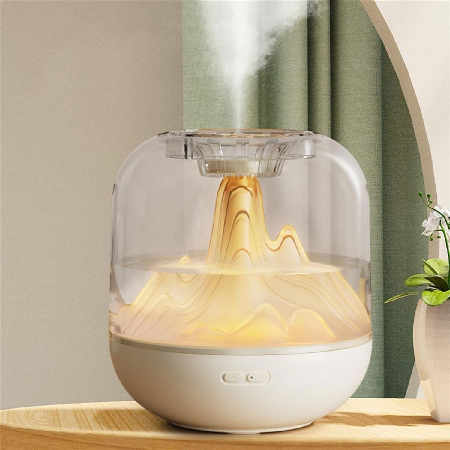Domésticos Humidificadores 1000ML Dormitorio silencioso Humidificador de Niebla Grande Habitación de Aire Acondicionado Pequeña máquina de nebulización de aromaterapia(Bianco)