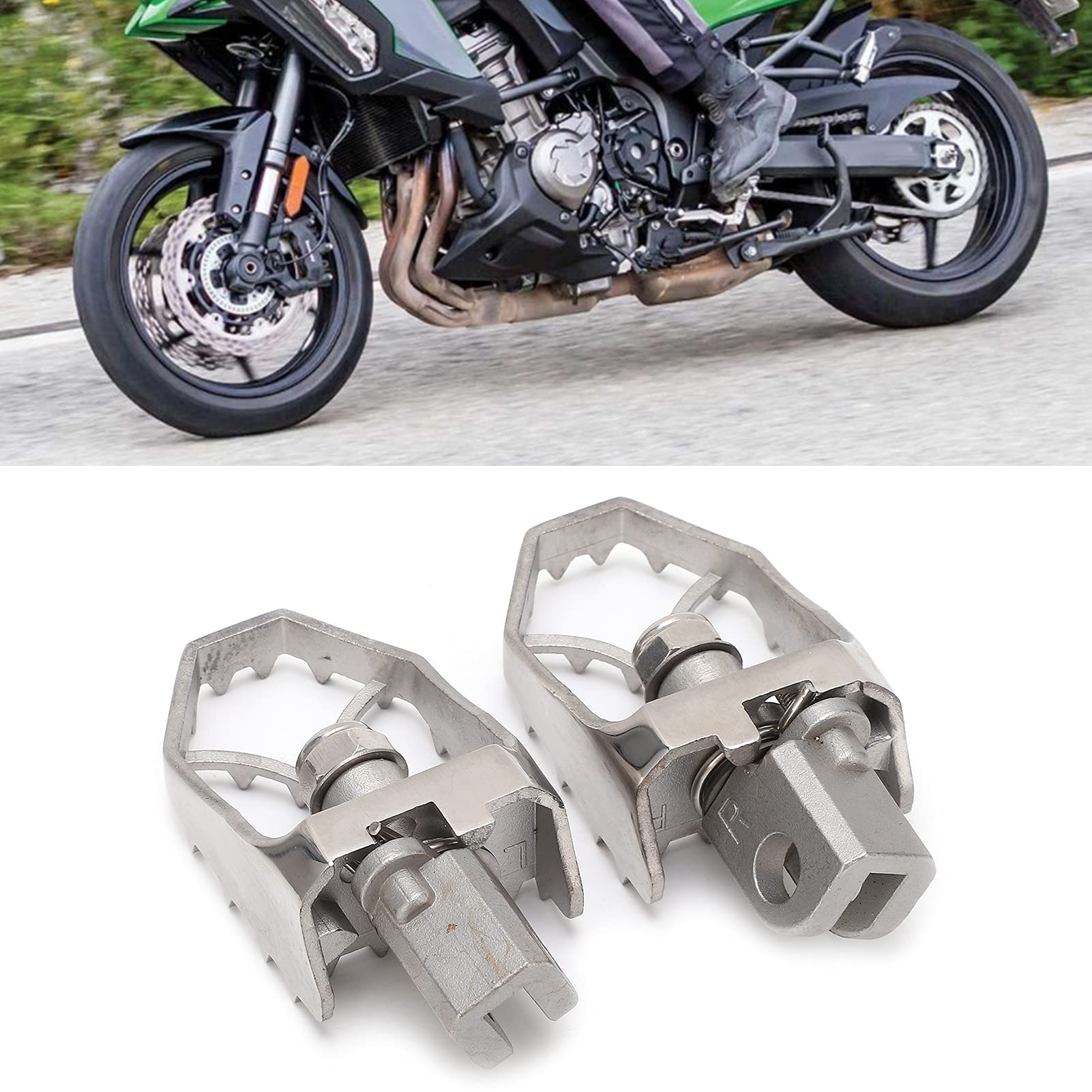 Generic Pedana per Moto Pedana Rotante in Acciaio Inossidabile 304 2 Pezzi Sostituzione Impugnatura con Denti Affilati Regolabili a 360 Gradi per Motociclisti 650 1000 X300