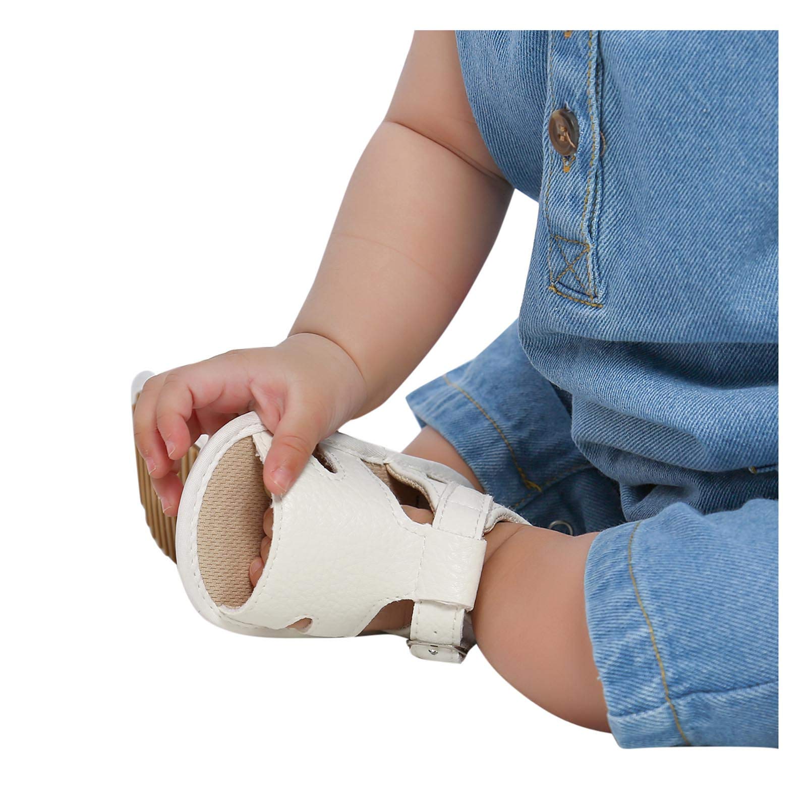 RNTOP Baby Boy and Unisex Sandals Shoes for Infant/Toddlers First Walkers Anti-Slip Soft Sole Flat Shoes (White, 12-18 Months)