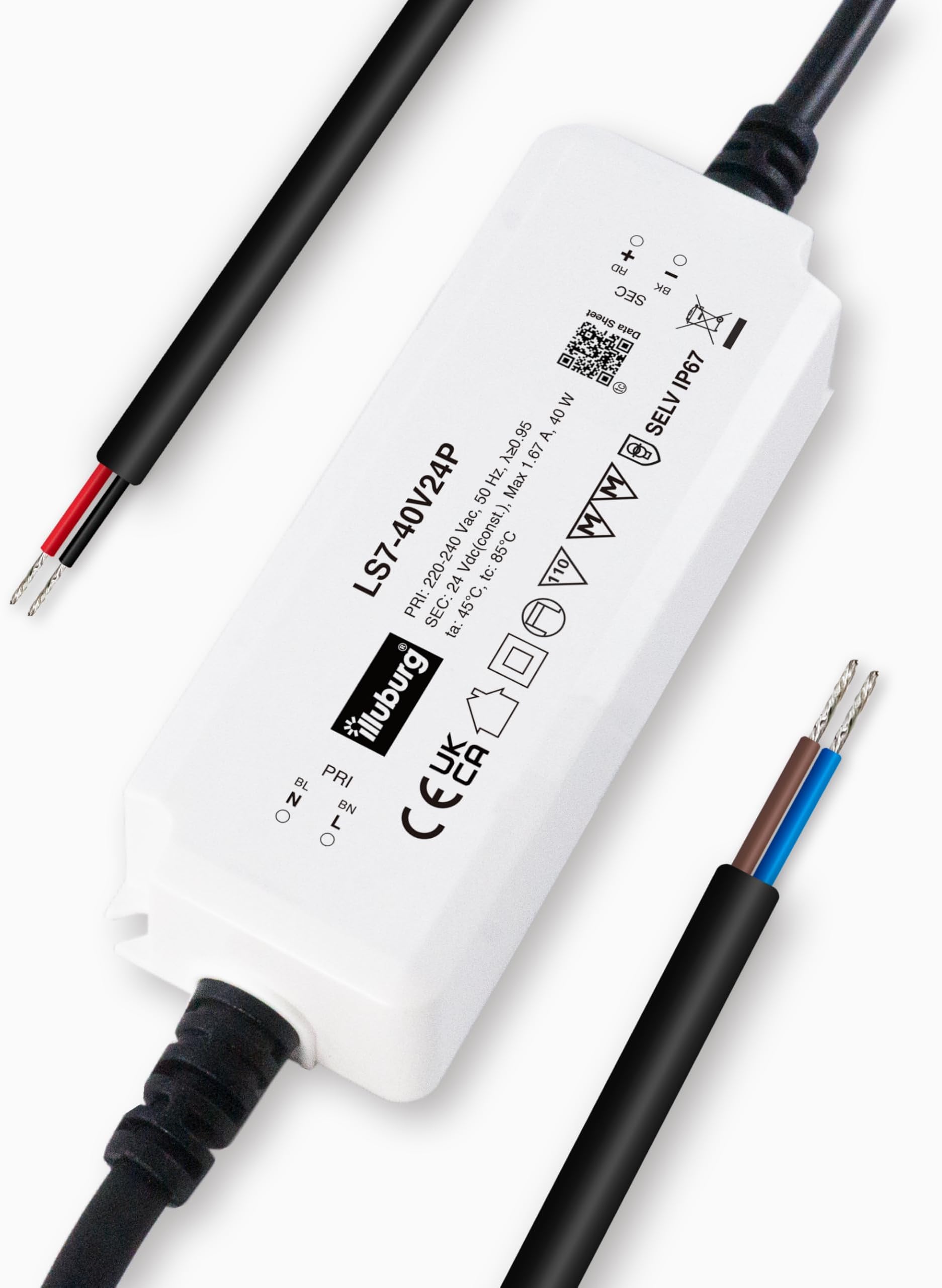LED Driver 24V 40W Waterproof IP67 Flickerfree for LED Strip Light Power Supply Transformer