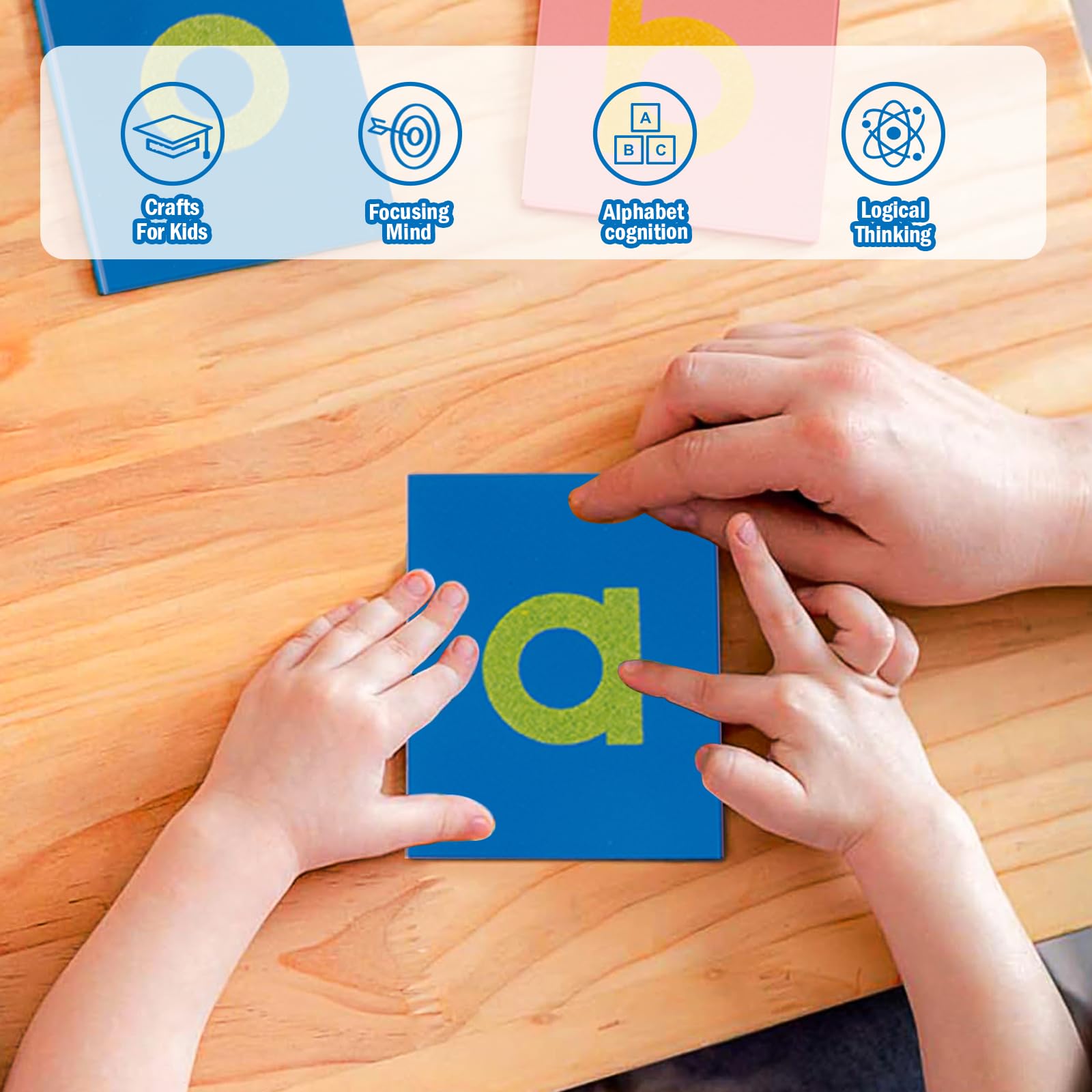 Adena Montessori Early Child Development Learning Material Lower and Capital Case Sandpaper Letters Sign Language Edition - Image 7