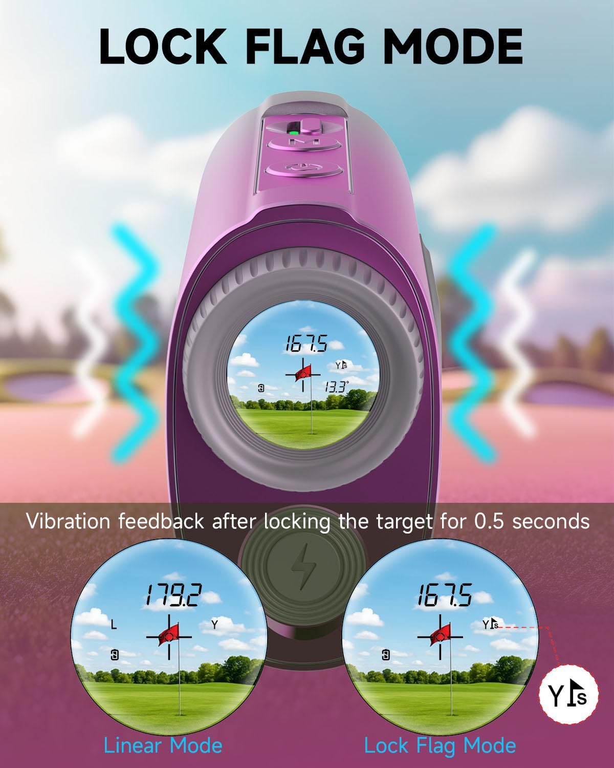 Mini Metal Golf RangeFinder with Slope,1200Y Range Finder, 0.3s Flagpole Locking Vibration, 7X Magnification, 95%Transmission Lens,Flag Pole Lock Vibration,Strong Magnet&Rechargeable Golf Rangefinder.