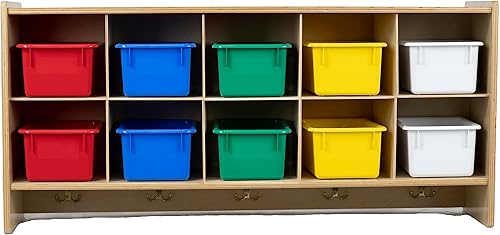 Miniatura 20 de Cubos organizadores de almacenamiento, 10 cubos con ganchos para abrigos, estante colgante de pared para juguetes de niños, guardería, aula, 47 Sin