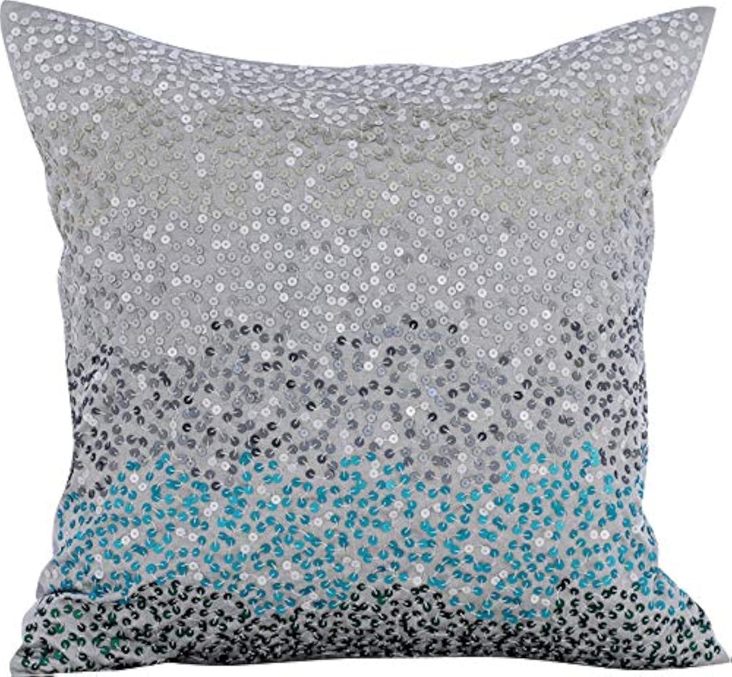 The HomeCentric Decorative Cushion Covers Pack of 2, 60x60 cm (24"x24") Blue, Silk Throw Cushion Covers, Cushion Covers, Contemporary Pillow Cases - Northern Lights