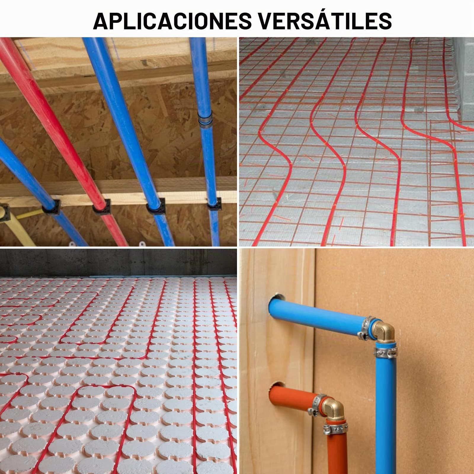 PEX Pipe - Tubo PEX de 1/2 pulgada, 100 pies, 2 rollos de tubos PEX EVOH Pex-B, barrera sin oxígeno, duradera, a prueba de fugas, flexible para líneas de agua residenciales en hogares, tubo de calor