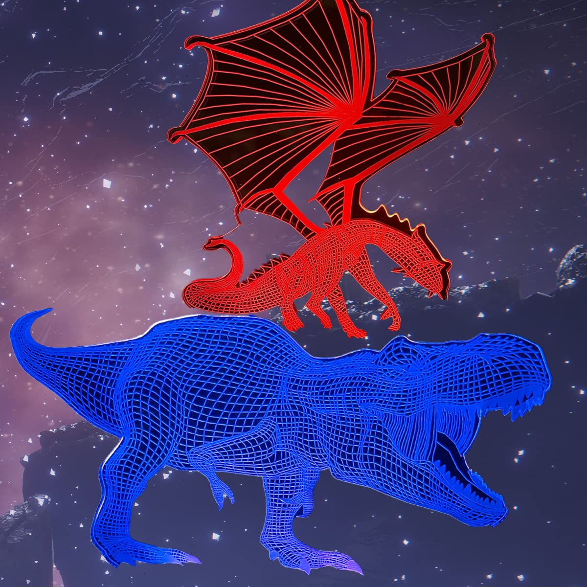 Okurimono 3D Dinosaur Night Light Illusion 7 Color Changing USB Touch Sensor Table Lamp for Children Gift ( Dinosaur+Dragon )