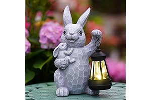 Solar Bunny Statues for Garden Decor: Outdoor Figurines Sculpture with Lantern
