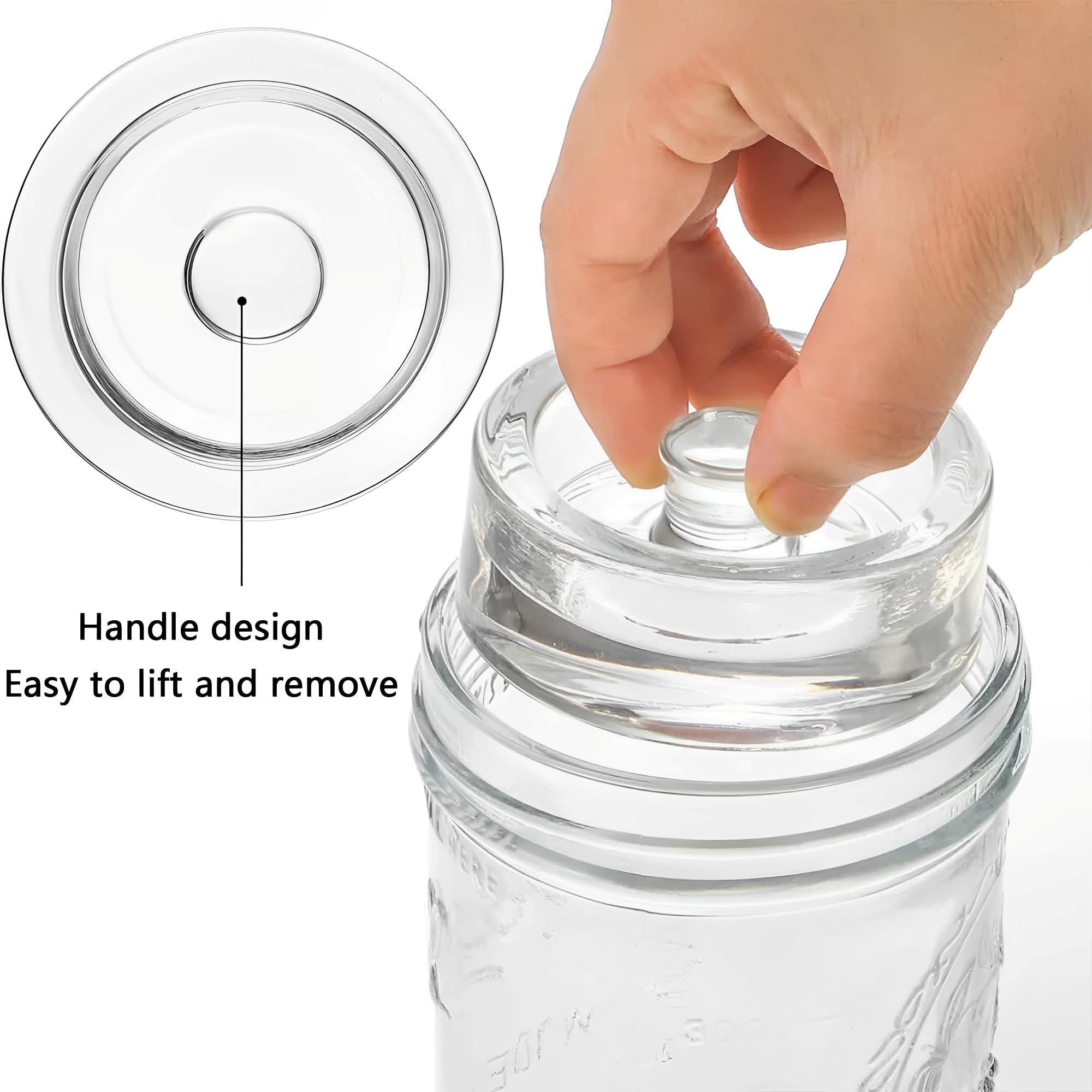 Poids Fermentation Verre JIAMIAN 5PCS - Pierres Lourdes Pour Pots Mason, Avec Poignée