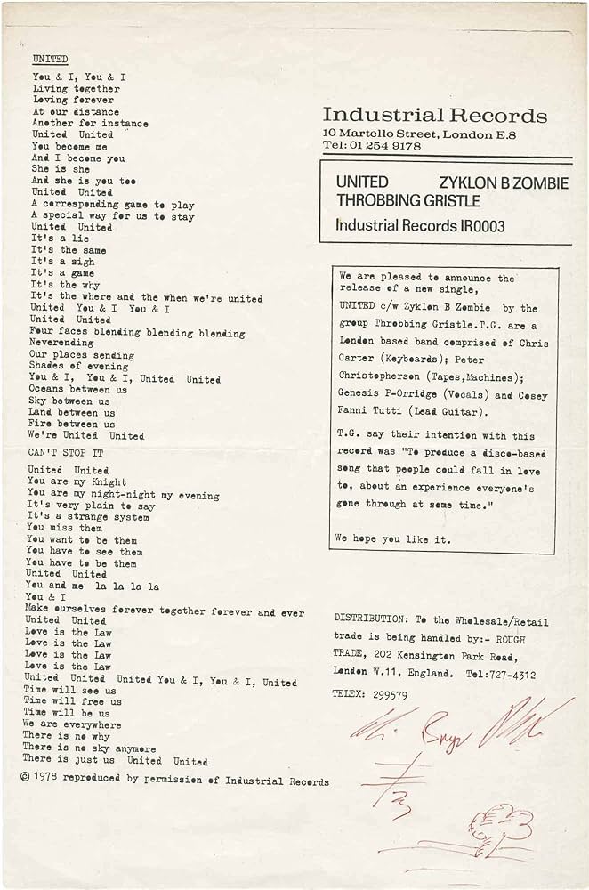 その他 Throbbing Gristle/United/Zyklon B Zombie United/Zyklon B Zombie - Wikipedia