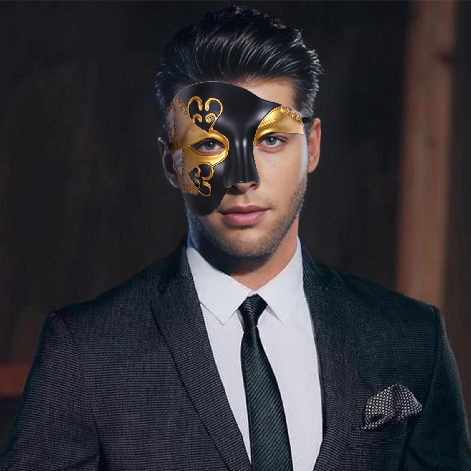 Oidea Masquerade Mask for Men: Vintage Phantom Of The Opera Mask Halloween Costume Prom Venetian Mardi Gras Half Face Party Masks Gold - Image 4