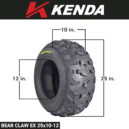 Miniatura 2 de Kenda Bearclaw EX K573-25x10-12 - Neumáticos traseros para vehículos todo terreno (ATV), UTV y lado a lado (SxS), 6 capas, Bear Claw EX 25x10x12